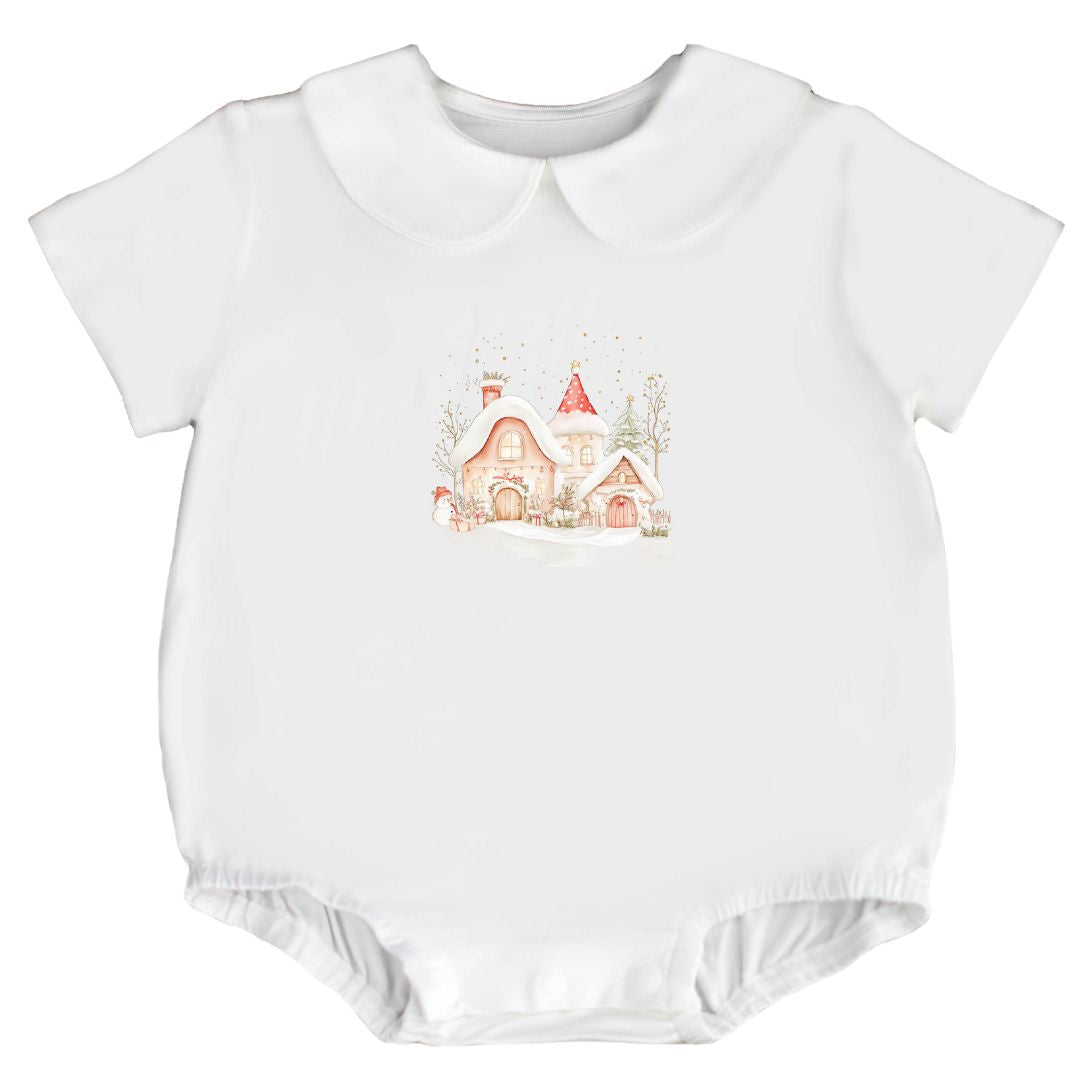 Sustainable Choice Modal Peterpan Collar Short Sleeve Bodysuit - Christmas