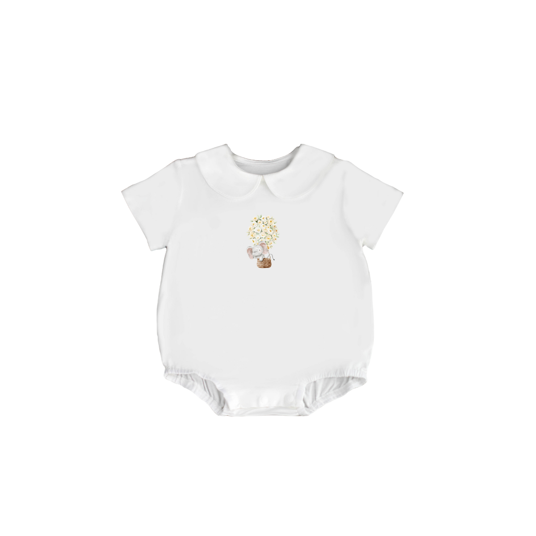 Sustainable Choice Modal Peterpan Collar Short Sleeve Bodysuit - Elephant