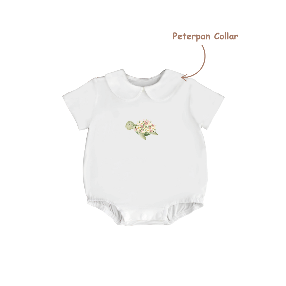 Sustainable Choice Modal Peterpan Collar Short Sleeve Bodysuit - Turtle