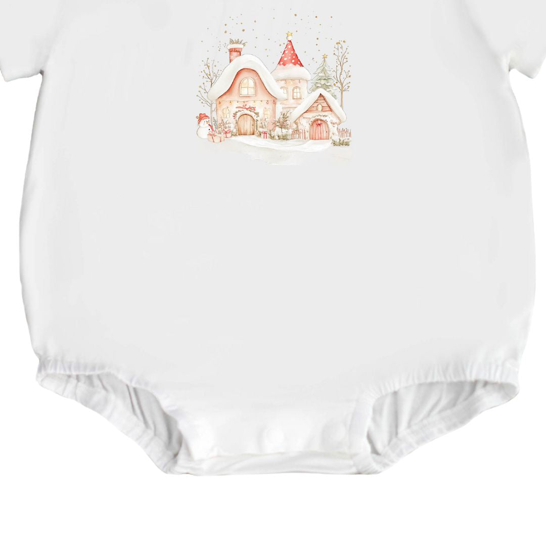 Sustainable Choice Modal Peterpan Collar Short Sleeve Bodysuit - Christmas