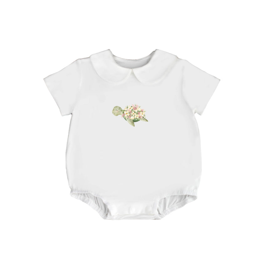 Sustainable Choice Modal Peterpan Collar Short Sleeve Bodysuit - Turtle