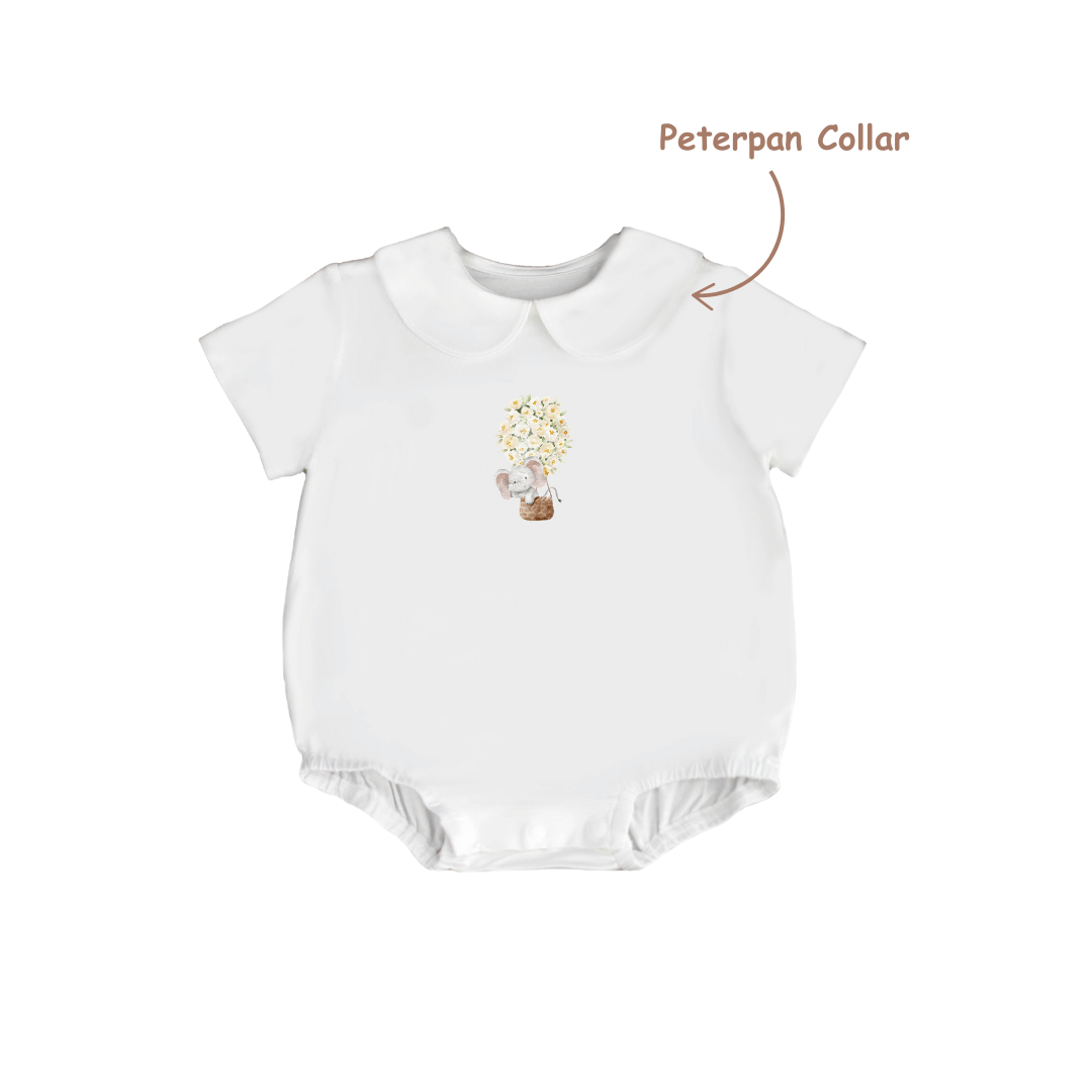 Sustainable Choice Modal Peterpan Collar Short Sleeve Bodysuit - Elephant