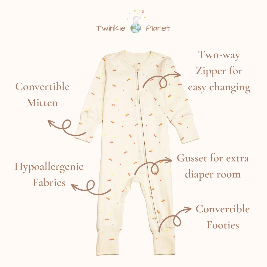 Organic Cotton Onepiece Pyjamas - Toy Car