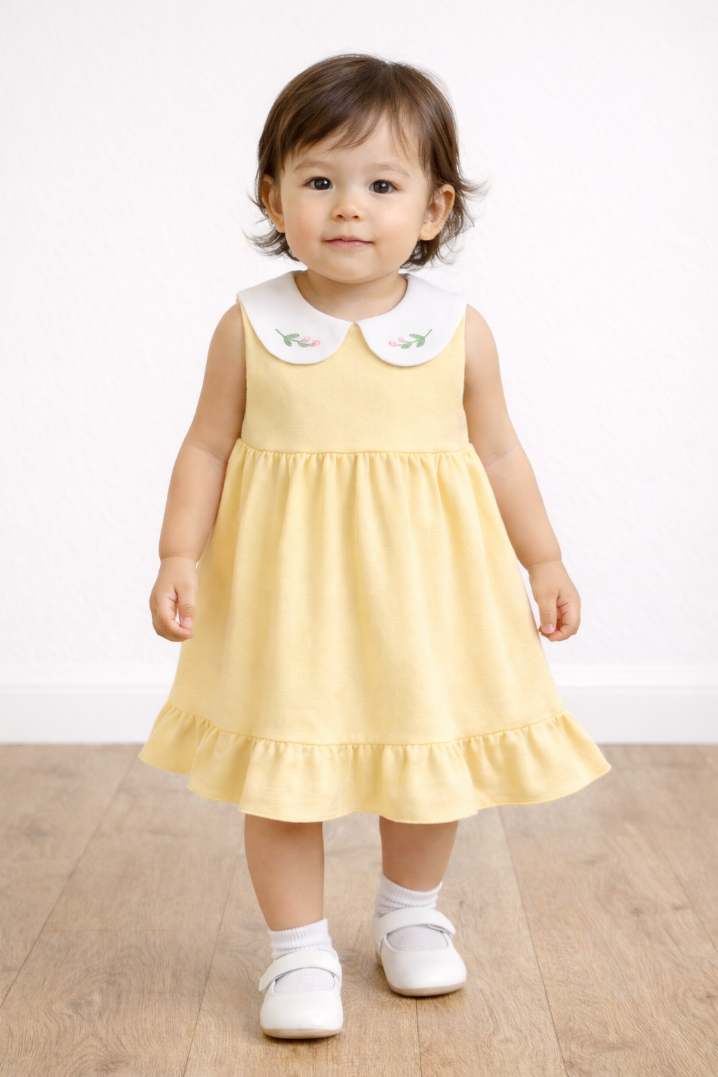 Organic Cotton Sleeveless Collar Embroidery Dress