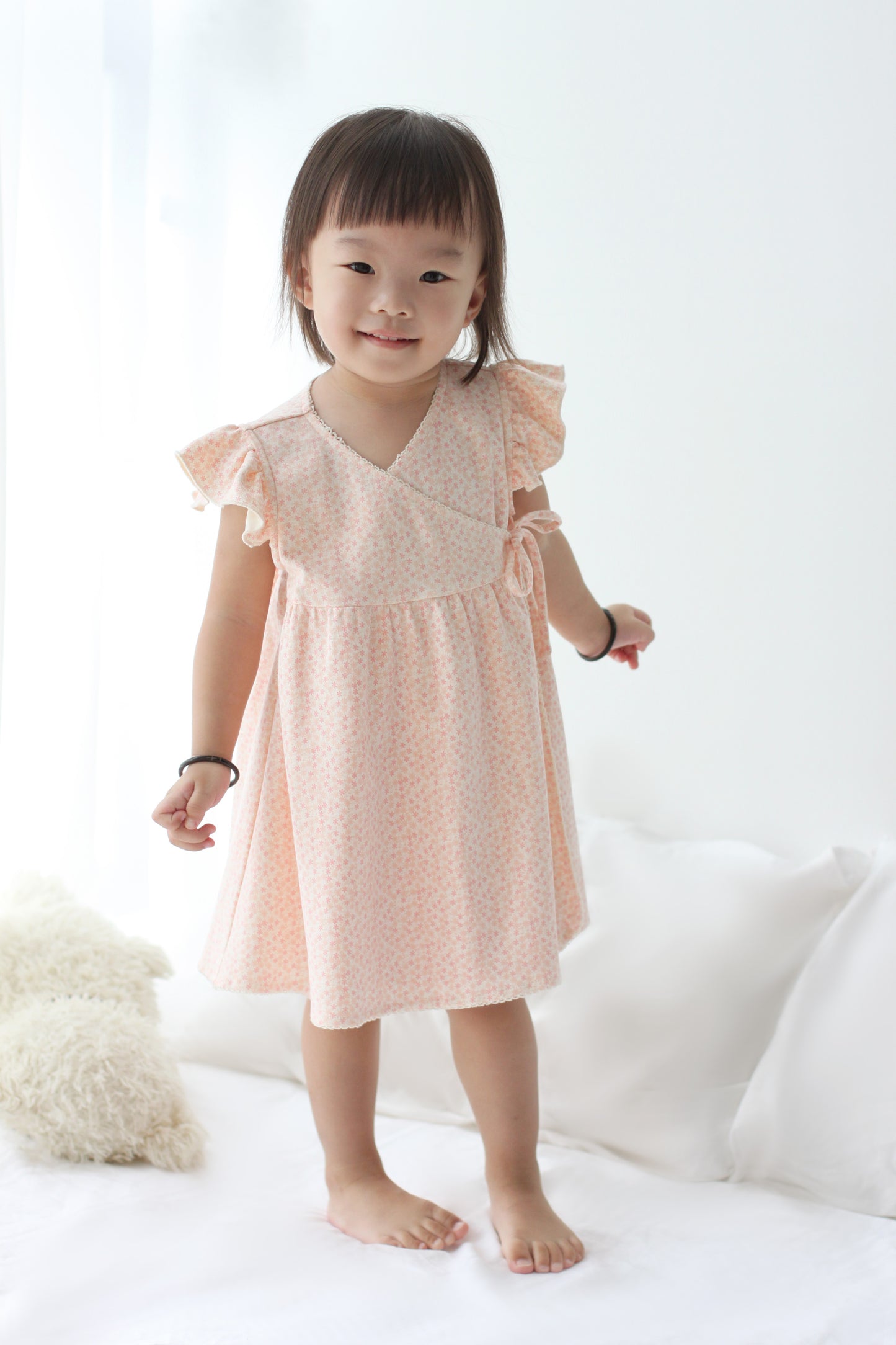 Organic Cotton Ruffle Sleeves Dress - Blossom Flower