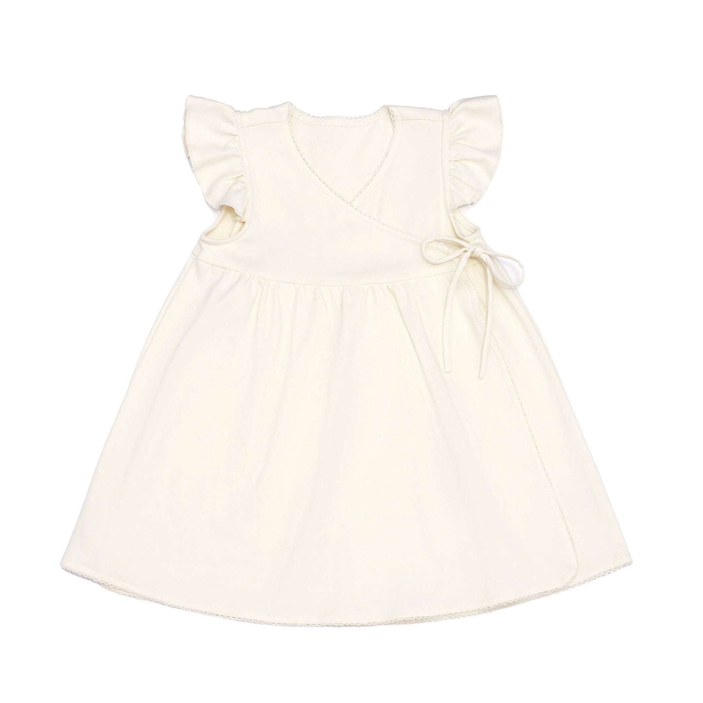 Organic Cotton Ruffle Sleeves Dress Purely Natural (Cream White)
