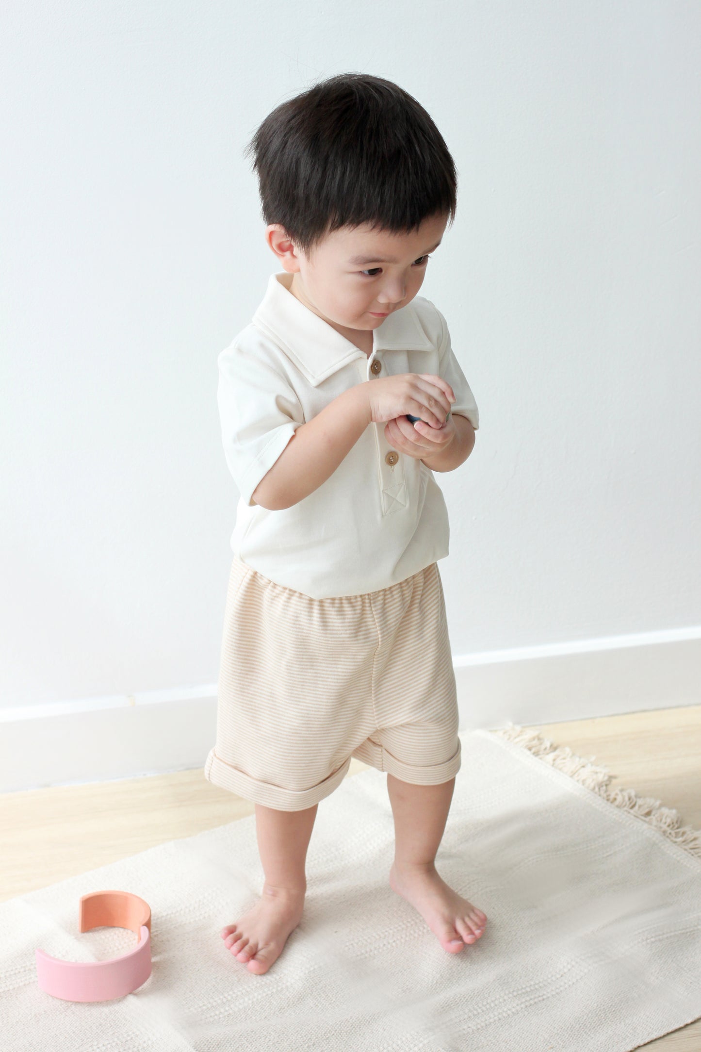 Organic Cotton Casual Shorts - Brown Stripe