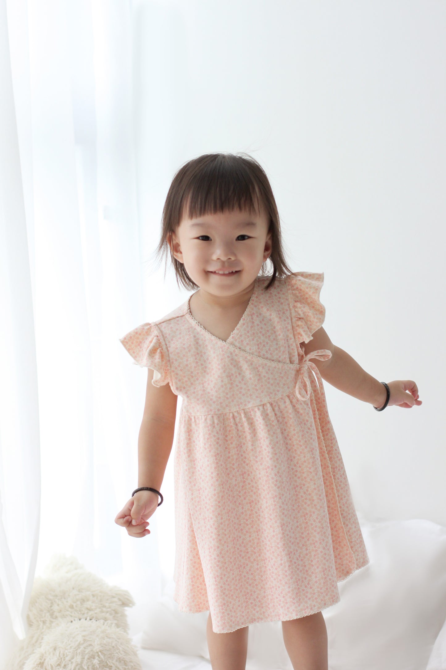 Organic Cotton Ruffle Sleeves Dress - Blossom Flower