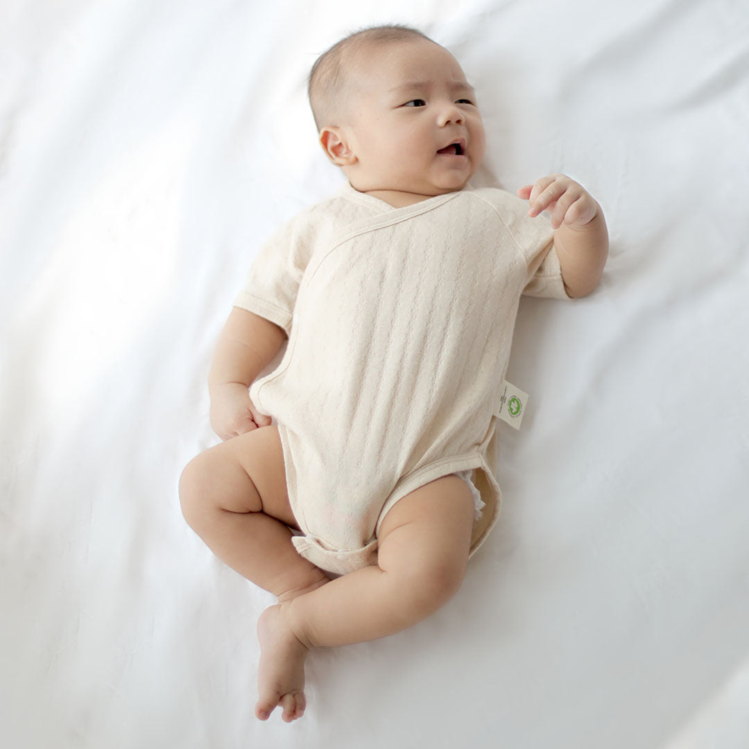 Organic Cotton Pointelle Short Sleeve Bodysuit - Purely Natural