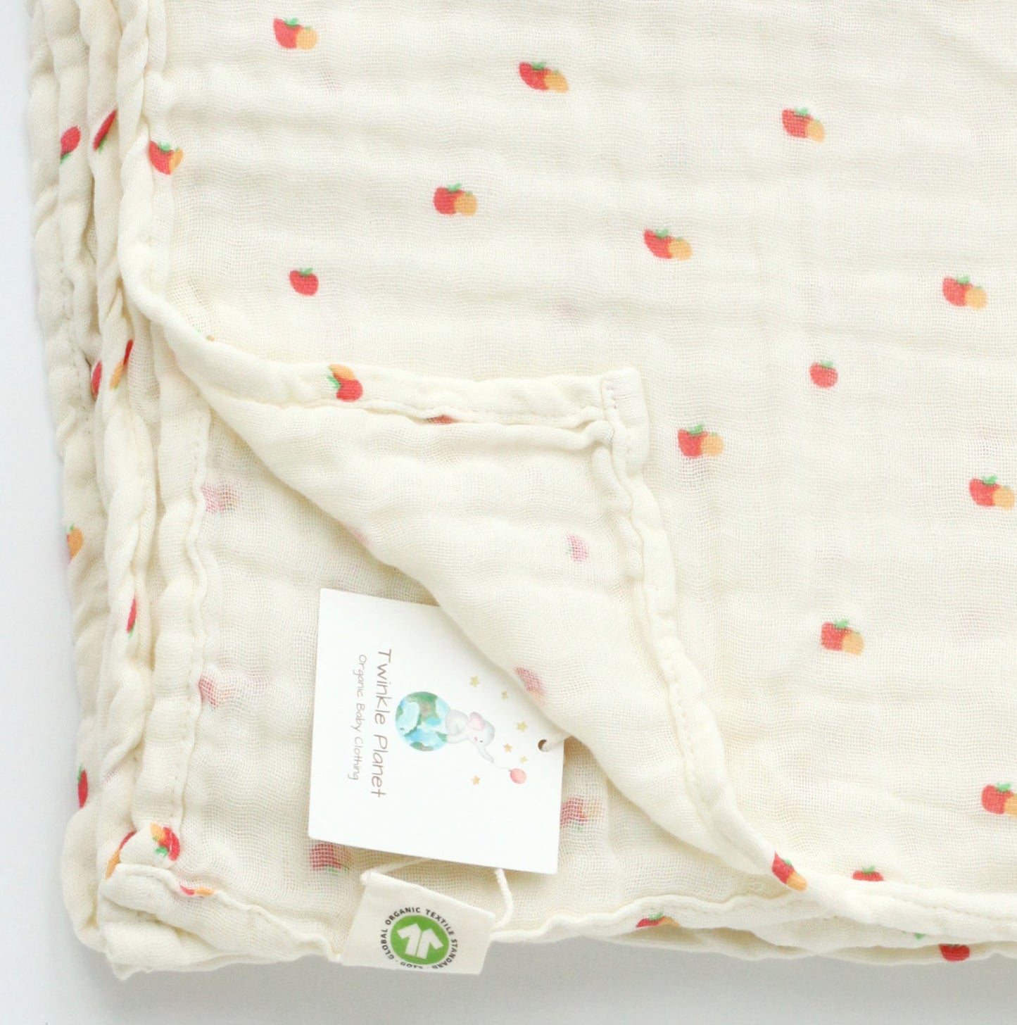 Organic Cotton Muslin Swaddle - Apple & Orange