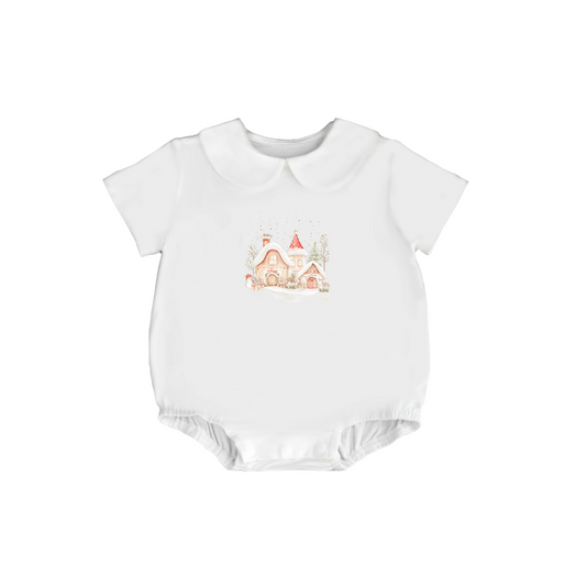 Sustainable Choice Modal Peterpan Collar Short Sleeve Bodysuit - Christmas