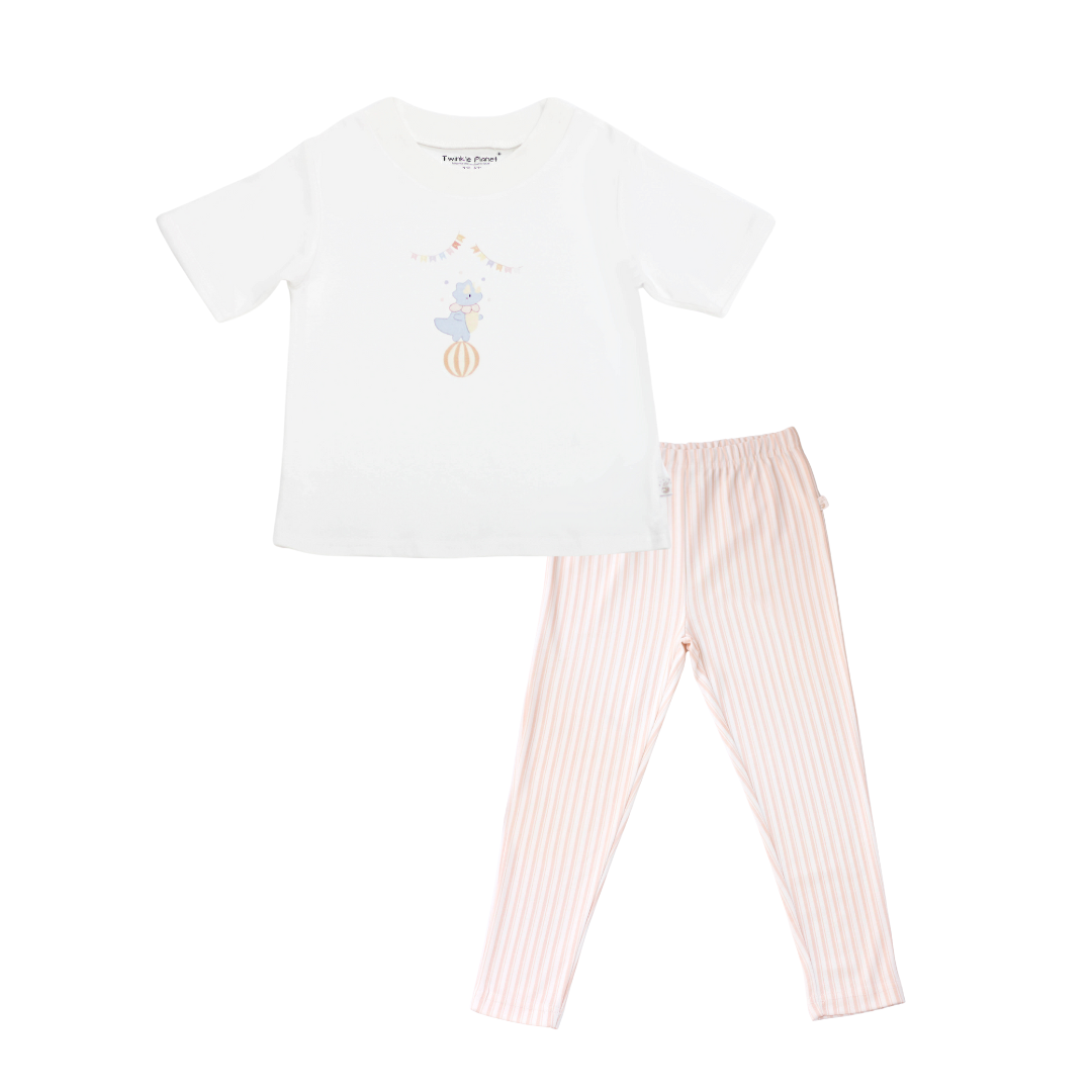 Twinkle Planet GOTS Organic Cotton 2 Pieces Short Sleeve Pyjamas-Dino Circus