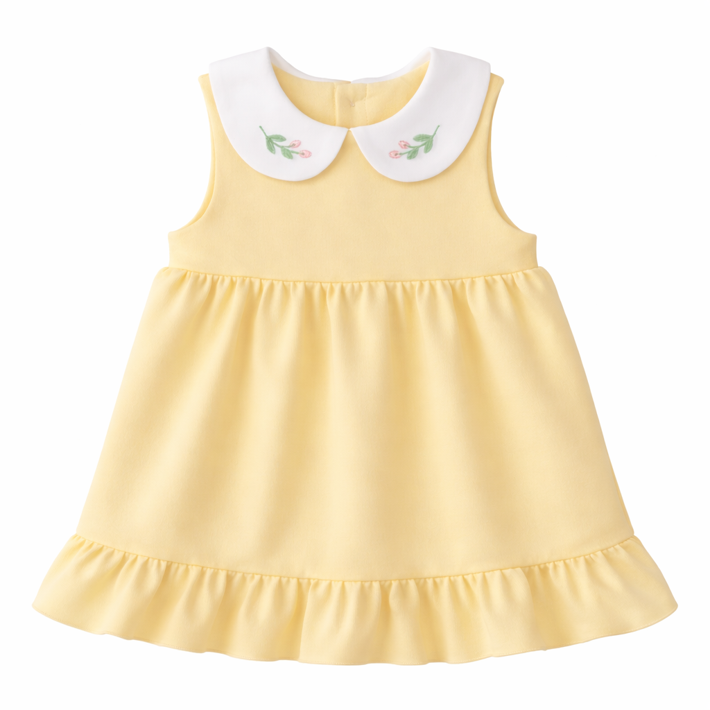 Organic Cotton Sleeveless Collar Embroidery Dress