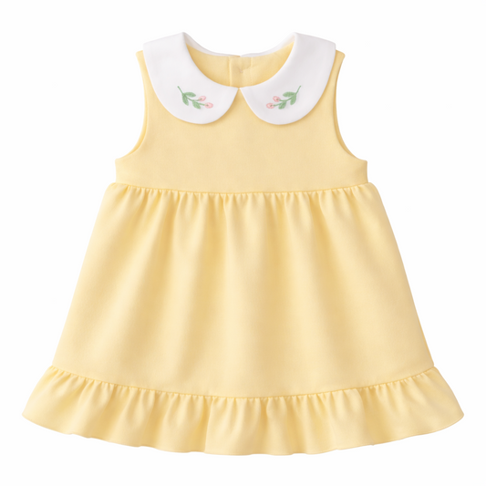 Organic Cotton Sleeveless Collar Embroidery Dress