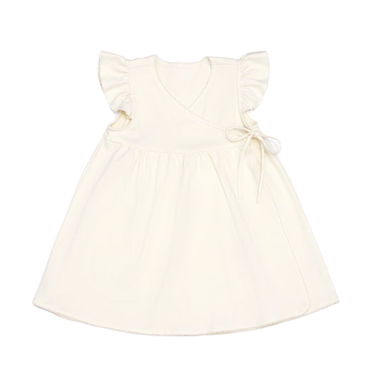 Organic Cotton Ruffle Sleeves Dress Purely Natural (Cream White)
