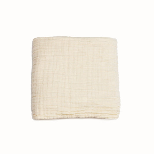 Organic Cotton Hooded Muslin Swaddle - Cream White