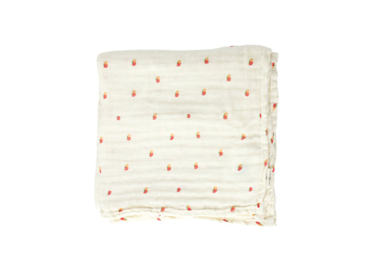 Organic Cotton Muslin Swaddle - Apple & Orange