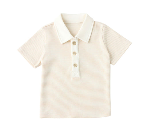 Organic Cotton Unisex Polo Shirt - Purely Natural (Brown Stripes)