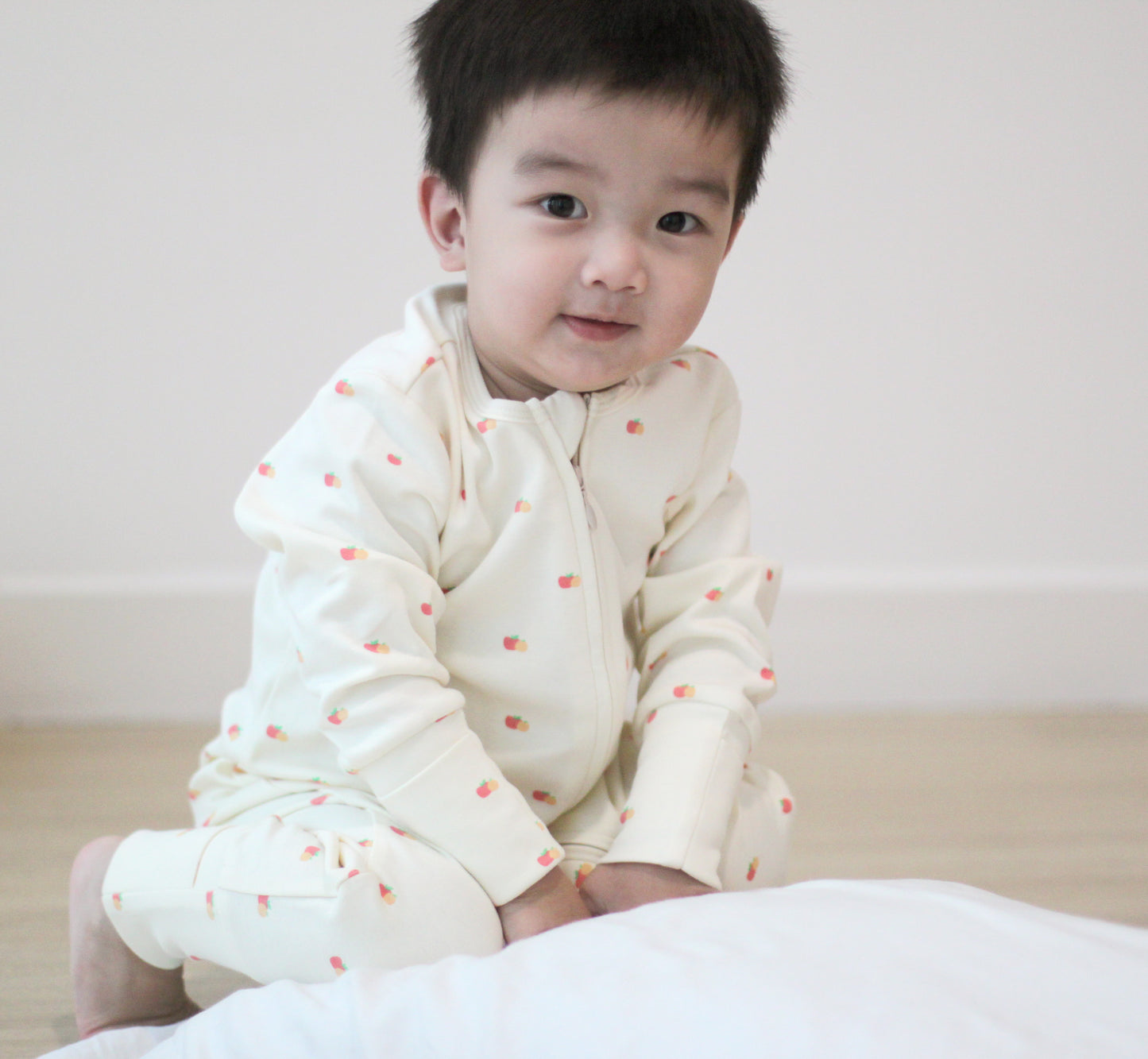 Organic Cotton Onepiece Pyjamas - Apple & Orange
